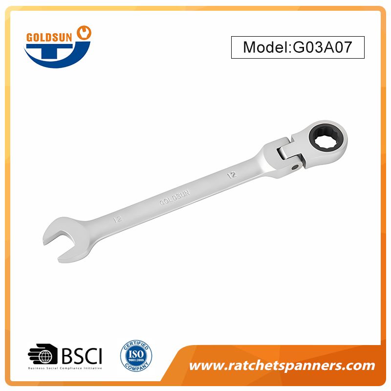 Chave de catraca com cabeça flexível giratória de 180°