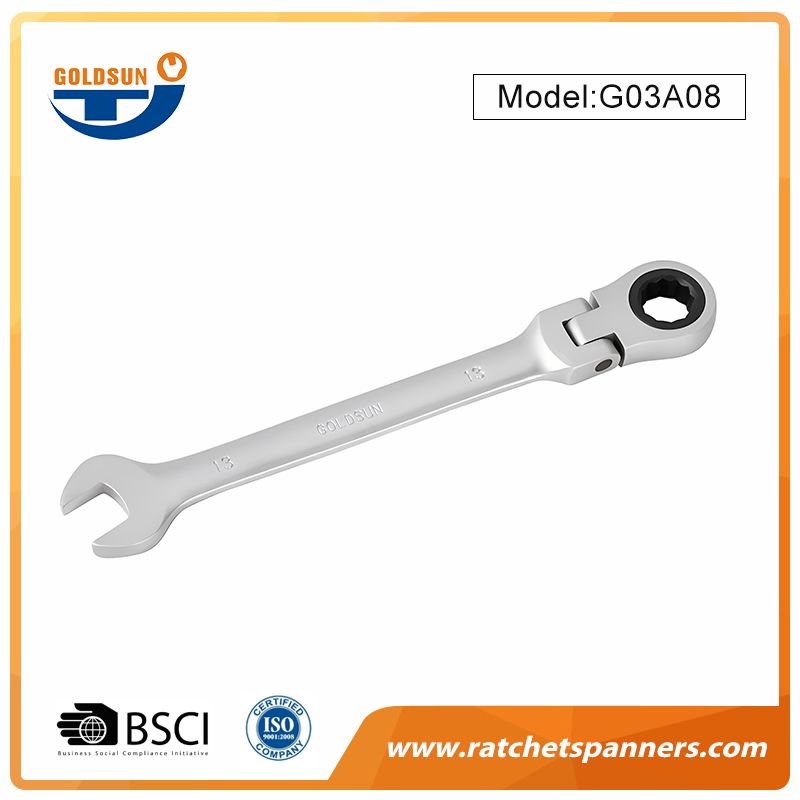 Chave de catraca de cabeça flexível com rotação de 180 °